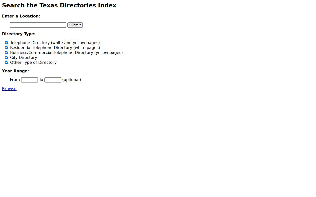 Killeen city directory UT Briscoe index search controls