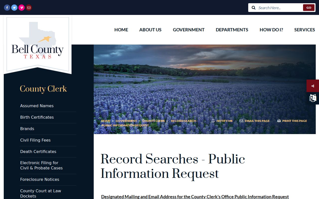 Killeen previous residents Bell County Clerk recorded-searches page