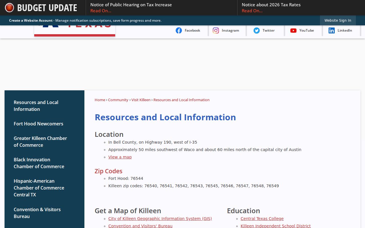 Killeen ZIP code directory city resources ZIP list
